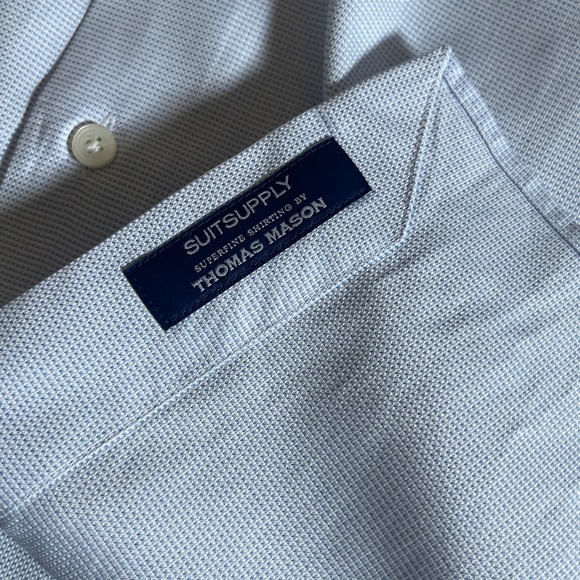 Suitsupply Egyptian Cotton Slim Button Up Dress Shirt - Men's Size 40 - Blue - Picture 6 of 10